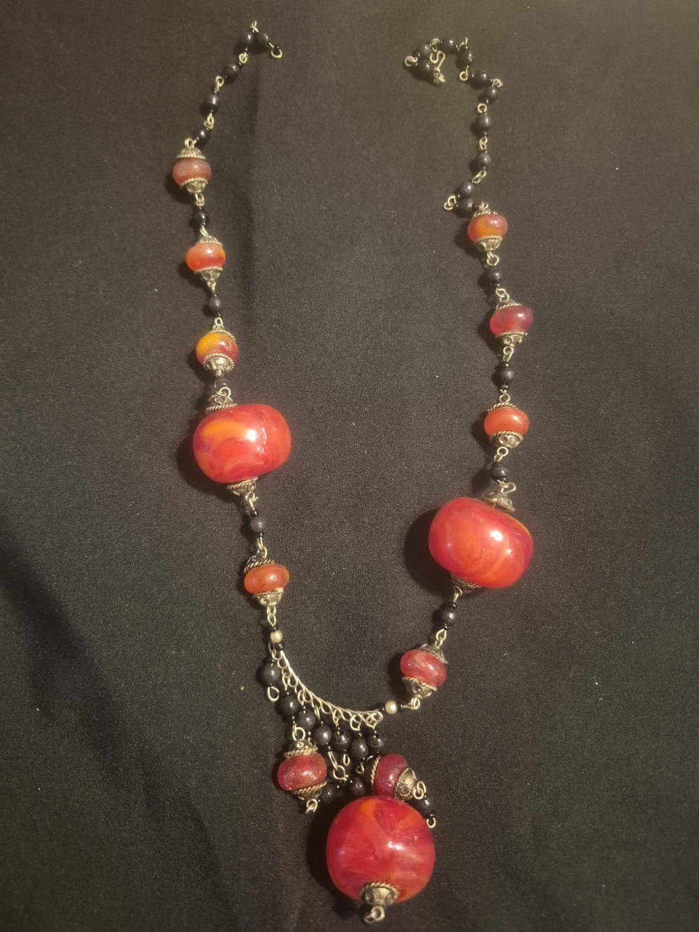 Red Bead Statement Necklace - Women Jewelry